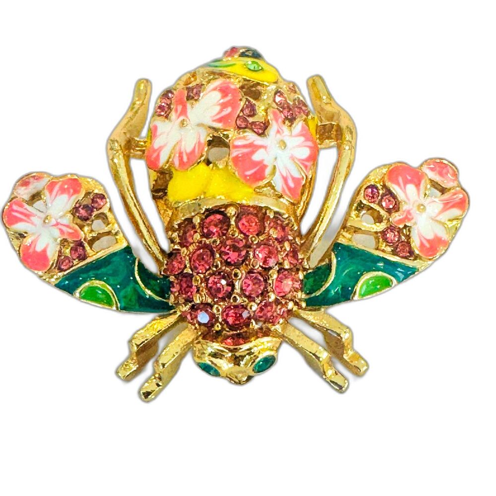 *New* Joan Rivers Classics Collection Pink Orchid Bee Brooch w/ Lady Bug